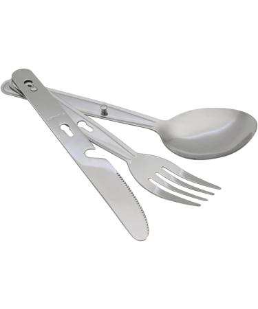 Camping Utensils Set for 4 - Stainless Steel 4-in-1 Cutlery with Bottle Opener & Carrying Bag | Portable Hiking Gear for Picnic, Travel, Backpacking - Buy Online on SooperMarket.com