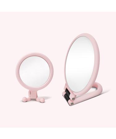 BLASHRD 10X Handheld Magnifier Double Sided Folding Makeup Mirror Portable Handheld Mirror with Adjustable Handle(Pink) - Buy Online on SooperMarket.com