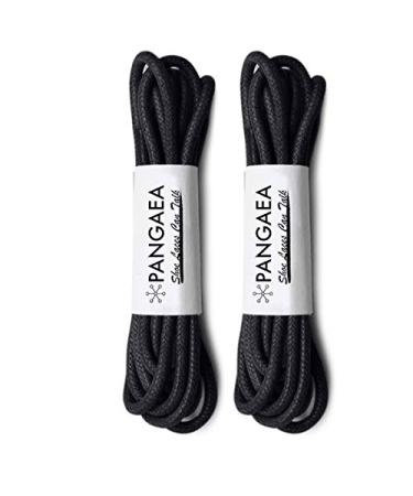 4 Laces 2-Pair Pack Waxed Round Oxford Shoe Laces for Dress Shoes Chukka 3/32Inch Thin 34in (86cm) #01 Black