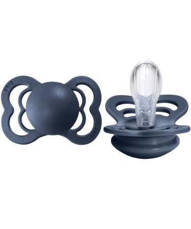 BIBS Pacifiers - Supreme Collection | BPA-Free Baby Pacifier | Made in Denmark | Set of 2 Steel Blue Color Premium Soothers | Size 0-6 Months
