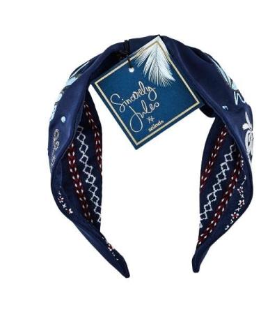 Scunci Sincerely Jules Satin Beaded Top Knot Headband  Blue  1-Piece