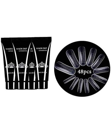 Gel Nail Extension Kit Anself 4PCS * 15ml Nail Extension Gel + 48Pcs Quick Building Mold Tips Gel Professional Nail Gel Kit Nail Extension Builder Set Quick Dry Nail Art Tools Kit 2 MT67-1