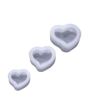 3pcs Silicone Molds Heart Silicone Casting Art Molds Japanese Cute Serving Plate Epoxy Jewelry Molds Crystal Drop Mold Jewelry Making Mold Cake Mold Accessories White M White