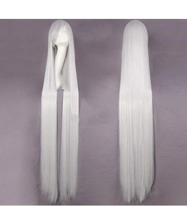GJBXP 150cm Straight Super Long Anime Cosplay Wig with Bangs Synthetic Hair Black Blue Purple Red Orange White Wigs for Women Rose Net White Silver White