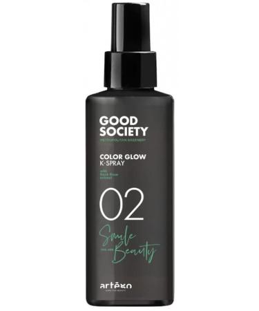 Artego GOOD SOCIETY 02 Color Glow K-Spray 150ml The spray activates the color pigments inside the hair cuticle maintaining the shine of the color and improving its intensity.