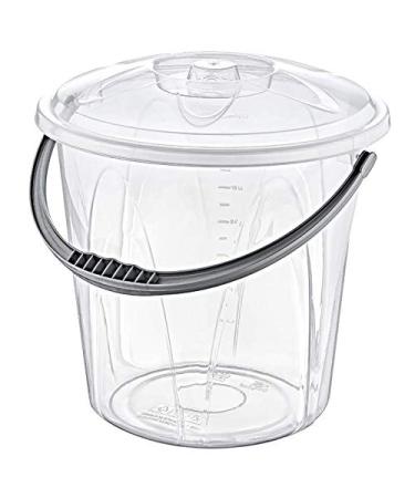 Clear Plastic Bucket with Lid & Carry Handle Kitchen Garden Cleaning Water Animal Bird Feed Pet Food Storage Container (10 Litre) 10 l (Pack of 1)
