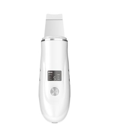 Skin Scrubber 4 in 1 600mAh LED Facial Spatula for Pore Cleaner with Curved Blade Removing Blackhead USB Rechargeable Skin Care Portable Pore Extractor (White) Face Scraper Tool