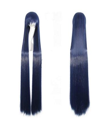 GJBXP 150cm Straight Super Long Anime Cosplay Wig with Bangs Synthetic Hair Black Blue Purple Red Orange White Wigs for Women Rose Net White Dark Blue