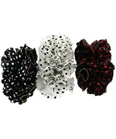 Set of 3 Double-Sided Polka Dot & Plain Frilly Ruffle Scrunchies/Garters - Buy Online on SooperMarket.com
