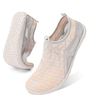 LeIsfIt Womens Mens Water Shoes Barefoot Quick-Dry Aqua Socks Slip-on Swim Beach Shoes for Surf Pool River Yoga 8-9 Women/6.5-7 Men Beige