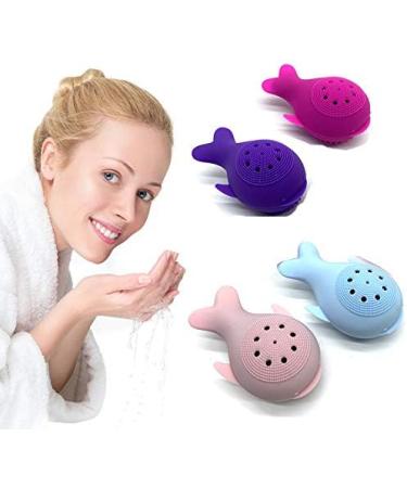 ISTOVO Silicone Face Cleansing Brush Facial Cleanser Whale Shape Facial Cleanser Exfoliator Face Scrub Washing Brush Light Blue - Buy Online on SooperMarket.com