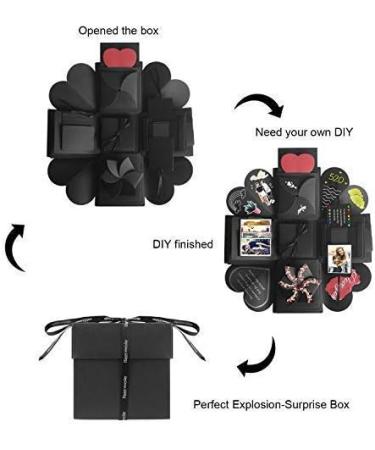 Wanateber Explosion Box DIY Gift - Love Memory Scrapbook Photo Box for Birthday Anniversary Wedding or Valentine's Day Surprise - Black - Buy Online on SooperMarket.com