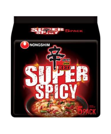 Nongshim SHIN RED Ramyun Super Spicy Ramen Noodles 120g (Pack of 5)