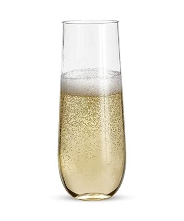N/C Reloger 48 Pack 9 Oz Plastic Champagne Flutes Plastic Wine Glass Plastic Unbreakable Champagne Glasses Recyclable and BPA-Free 48 Count (Pack of 1),Clear