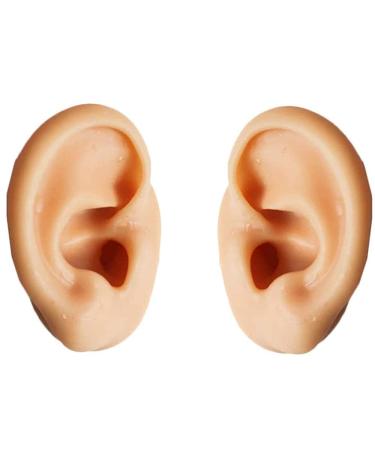 Ear Model - Silicone Acupuncture Ear Practice Model - for Jewelry Display Film Prop or 3D Sound (1 Pair) Flesh