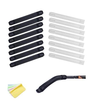 Silicone Eyeglasses Temple Tips Sleeve Retainer, Anti-Slip Elastic Ear Grip Hook for Sunglasses Reading Glasses Sporting Eyeglasses, 8 Pairs (Black and Clear)