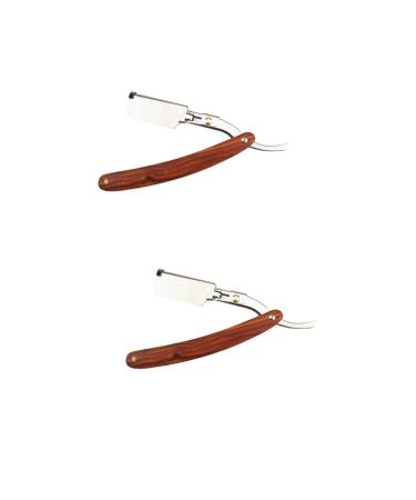 Angoily 2pcs Manual Razor Metal Safe Razor Men Shaver Manual Knife Holder Man Wooden