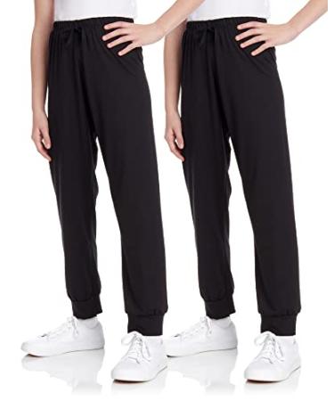 Sweet Hearts Girls' Sweatpants - 2 Pack Super Soft Athletic Performance Jogger Pants (7-16) Black/Black 10-12
