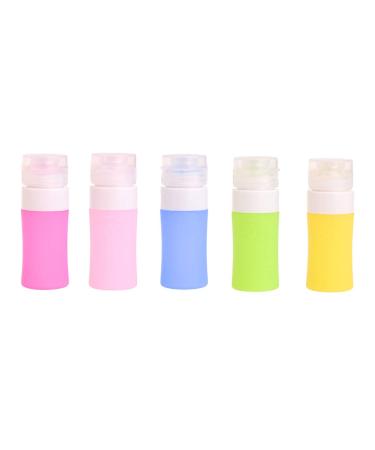 Tvoip 5Pcs 38ml /1.28oz Silicone Refillable Bottle Portable Mini Traveler Packing Bottle Press Bottle(Random Color)