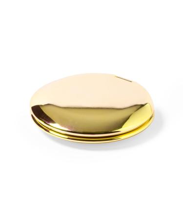 eBuyGB Gold Metallic Compact Makeup Mirror Small 1X/2X Magnifying Round Double Sided Pocket Mirror Portable Folding Mirror for Travel Birthday