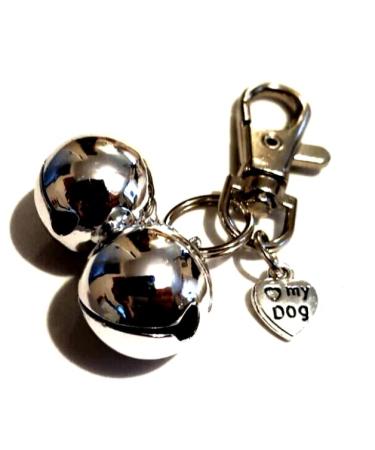 Large Loud Detachable 'I Love My Dog' Bells Dog Training Bells Collar Bells 20mm Bells Silver Jingle Dog Bells Collar Charms Pet Bling