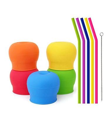 Tougs Silicone Sippy Straw Cup Lids for Toddlers Babies (Pack of 5) - 5 Drinking Straws Included - Reusable Spill-proof Durable - Stretches to Cover Tumblers Yeti Rambler Mason Jars Cups and Mugs Multicolor 5 Count ...