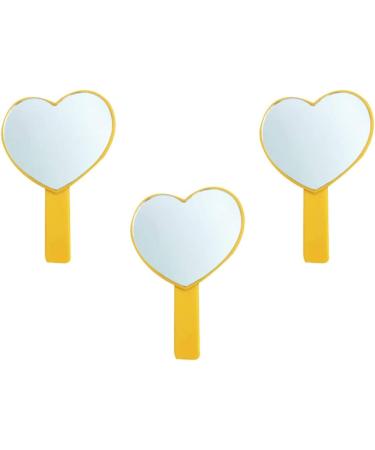 Minkissy Cosmetic Mirror Handheld Heart Shaped Cosmetic Mirror Portable Travel Mirror for Women 3 Pieces (Pink) - Buy Online on SooperMarket.com