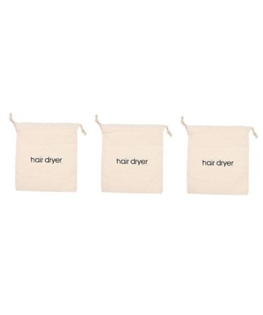 HAPINARY 3pcs Hair Dryer Storage Bag Drawstring Storage Bag Travel Laundry Blow Dryer Pouch Sac Beige Fabric