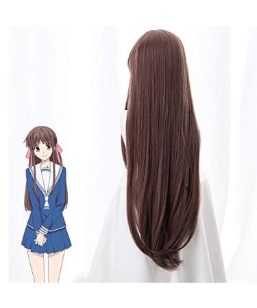 Tohru Cosplay Wig | 2019 Fruits Basket Long Brown Straight Hair with Bangs | Halloween Anime Costume Accessory - Buy Online on SooperMarket.com