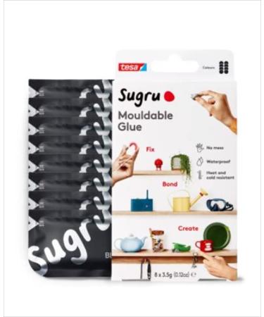 Sugru by Tesa - All Purpose Super Glue Moldable Craft Glue for Indoor & Outdoor - Adhesive Glue for Creative Fixing Repairing Bonding & Personalizing - 8 Pack - Black (3.5g/ea) Black Glue