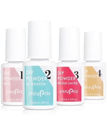 Jelly Nude Acrylic Dipping Powder System Essentials KitLiquid Glue Set Steps 1-4 Base Coat Activator Top Brush Saver Long Lasting and No Nail Lamp Needed for French Nails