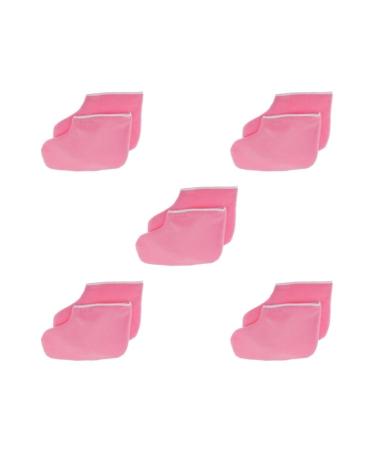 5 Set of Professional Paraffin Wax Therapy Terry Cloth Booties for Feet Spa Pedicure 5 Set of (Pink)