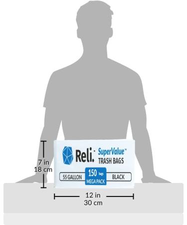 Reli. Easy Grab Trash Bags 55-60 Gallon (150 Count) - Made in USA | Heavy Duty Contractor Bags for 50-60 Gallon Bins - Black (Pack of 1) - Buy Online on SooperMarket.com