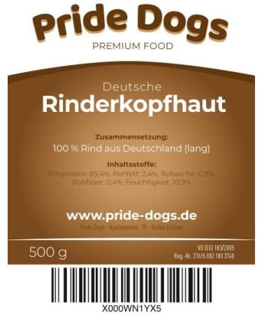 Premium Cattle Head Skin for Dogs - 100% German Beef 30cm 500g | Odor-Neutral Kausnack from Pridedogs - Buy Online on SooperMarket.com