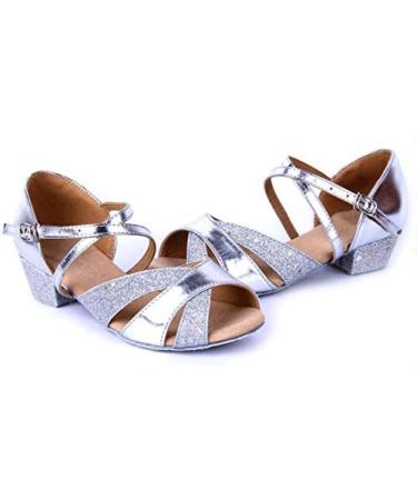 Girls Salsa Dance Shoes - Glitter Latin Tango & Ballroom Shoes for Children | Soft Soles | Size 37 EU | Silver - Buy Online on SooperMarket.com