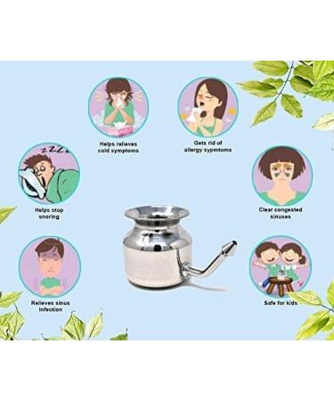 304 Grade Stainless Steel Ayurvedic Jal Neti Pot for Sinus Congestion and Nasal Cleansing - Buy Online on SooperMarket.com