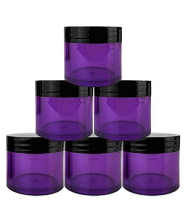Beauticom 6 Pieces 1 oz. USA Acrylic Round Clear Jars with Flat Top Lids for Creams Lotion Make Up Cosmetics Samples Herbs Ointment (6 Pieces Jars + Lids PURPLE BASE w/Black Lid)