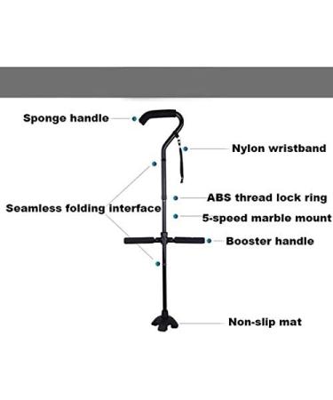 Swan Neck Walking Cane Offset Walking Sticks Double Handle to Help Get up Height Adjustable Collapsible Crutch Mobility Aid for Elderly Men and Women - Buy Online on SooperMarket.com