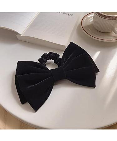Black Velvet Scrunchies Hair Elastics for Women Girls Hair Bow Ties Rubber Bands for Girls Bowknot Hair Ponytail Holders Accessories