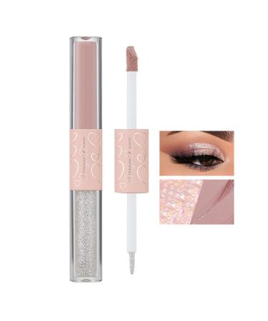 Liquid Glitter Eyeshadow Double Headed Liquid Glitter Eyeliner Glitter Shimmer Eye Looks Waterproof Long Lasting Quick-Drying Sparkling Eye Shadow Makeup for Inner Eye Highlighter (08) #08