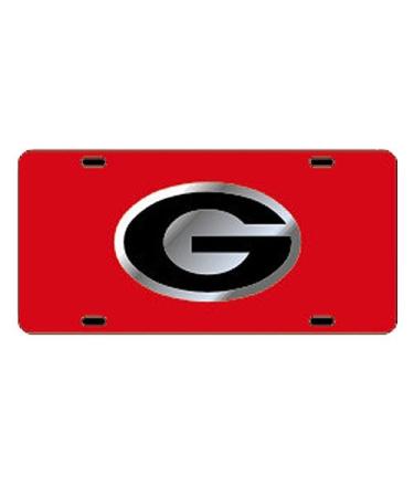 Craftique Georgia Bulldogs Red Car Tag W/Silver/Black Logo G