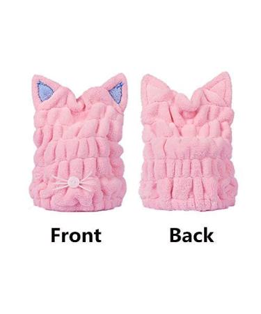 OrangeTag 2Pcs Ultra Absorbent Microfiber Hair Towel Wrap with Cute Kitty Ears for Women & Girls | Quick Drying Bath Tool Hat - Buy Online on SooperMarket.com