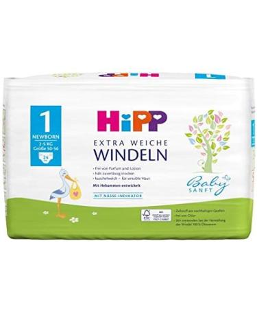 Hipp Babysanft Newborn Diapers Size 1 - Pack of 3 (72 Pieces) | Best for Sensitive Skin - International Shipping Available - Buy Online on SooperMarket.com