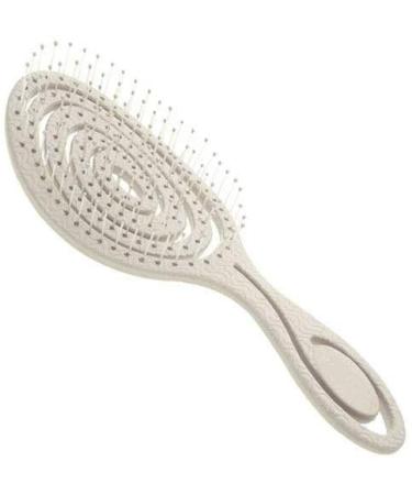 CS Beauty Eco Friendly Straw Hairbrush Flexible Soft Pin Bristles Detangling Wet/Dry Hair Head Massaging Pro (Oatmeal) White