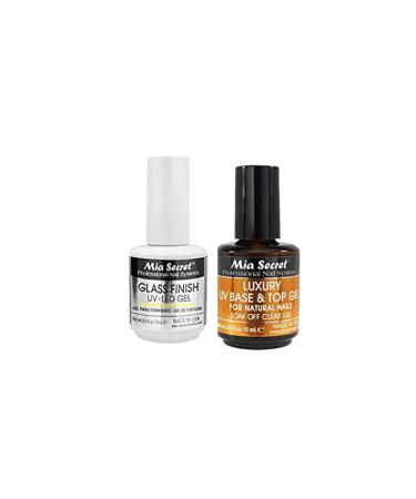 Mia Secret Glass Finish UV-LED Gel 0.5 oz (FG-6S) & Mia Secret Luxury UV Base & Top Gel 0.5 oz (FGN-02)