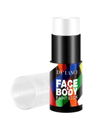 Face Body Paint Stick Oil(0.75 Oz) Clown White Eye Black Cream Blendable Foundation Makeup Sticks for Sfx Makeup Non-Toxic Face Painting Kit Halloween Special Effects SFX Cosplay Costume Parties-WHITE