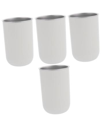 Cabilock 4 pieces of mouthwashers made of stainless steel toothpaste bathing bath cups beer jug drinking cup child juice cup travel cup toothbrush racks white japanese style stainless steel travel