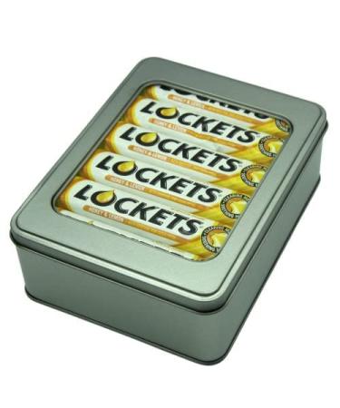 Lockets Throat Sweets Lozenges Honey & Lemon Hamper - 12 Tubes of 41g - Refillable Tin - Menthol & Eucalyptus