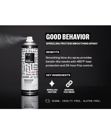 IGK Good Behavior Ultra Smooth Shampoo & Conditioner Set + Spirulina Protein Smoothing Spray | Frizz Control Hydration & Shine | Vegan Cruelty-Free | International Shipping Available - Buy Online on SooperMarket.com