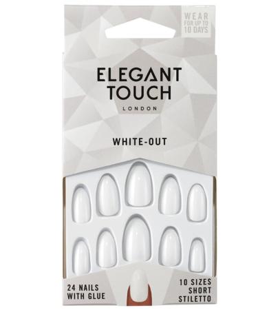 Elegant Touch White Out Nail Short Stiletto